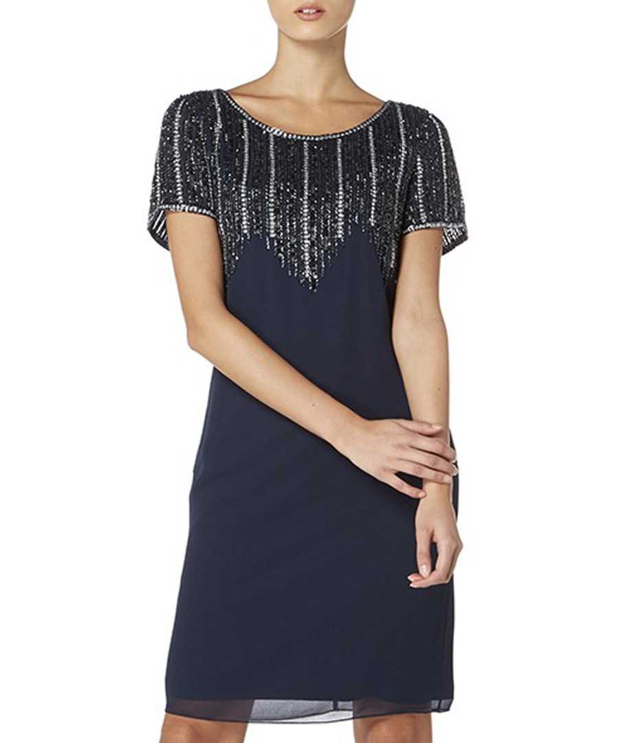 navy chevron embellished dress Sale - raishma