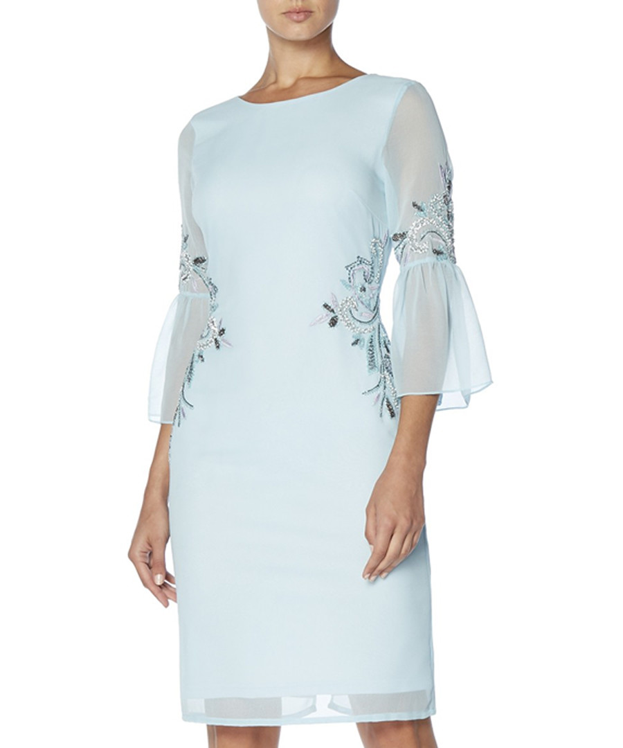 pale blue sheer sleeve dress Sale - raishma