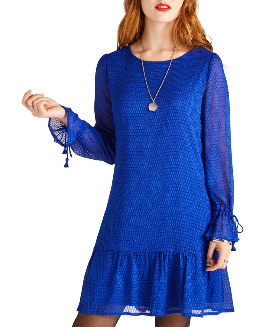 Cobalt flare hem dobby dress Sale - yumi