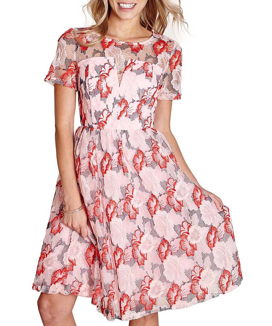 Organza pink sheer prom dress Sale - yumi