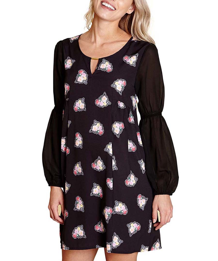 Floral print puff sleeve mini dress Sale - yumi