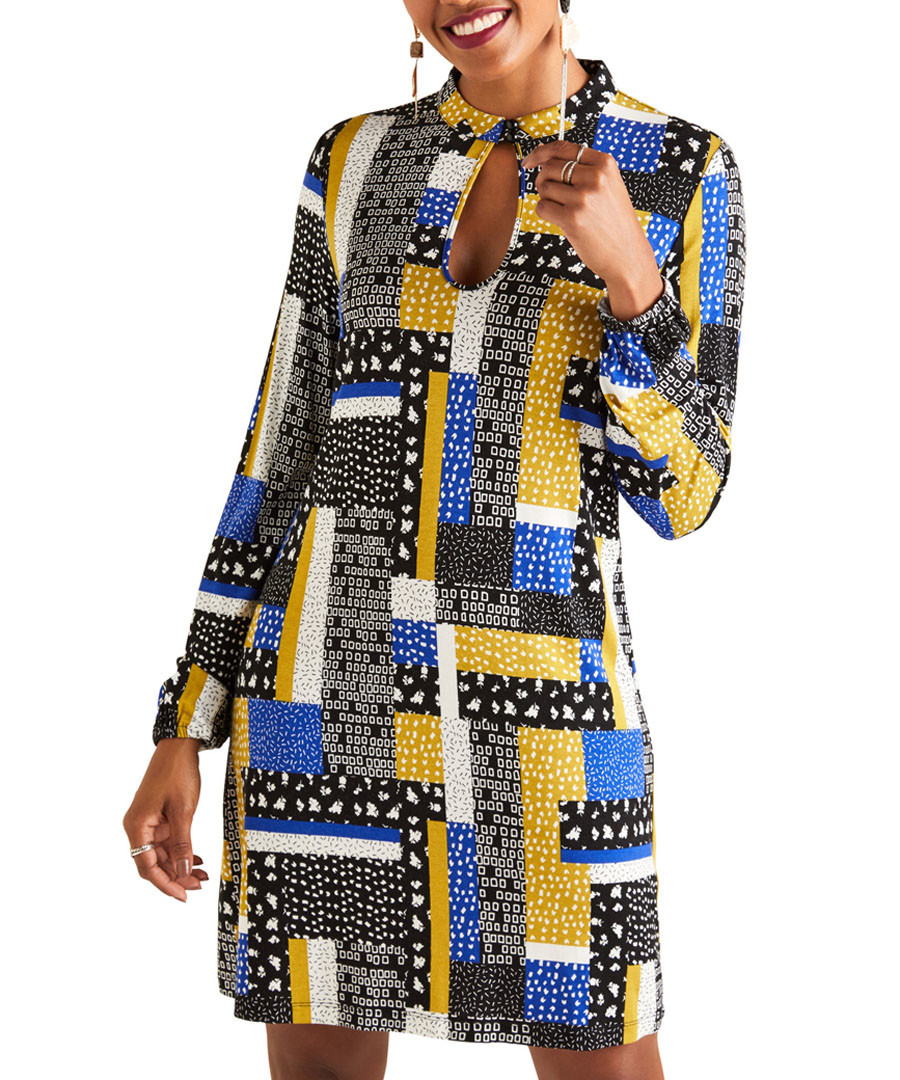 Multi-colour patchwork keyhole tunic Sale - yumi