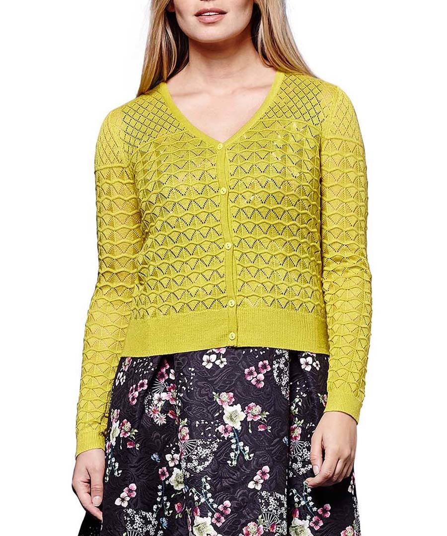 Lime pointelle cardigan Sale - yumi