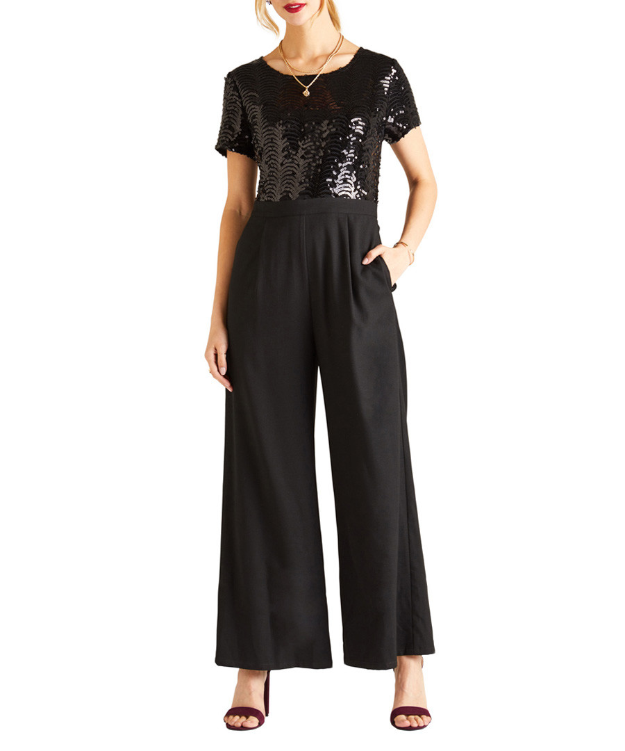Black sequin body jumpsuit Sale - yumi