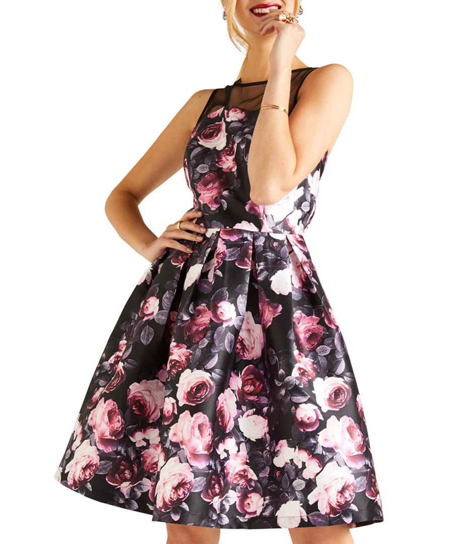 Pink floral A-line mesh top dress Sale - yumi