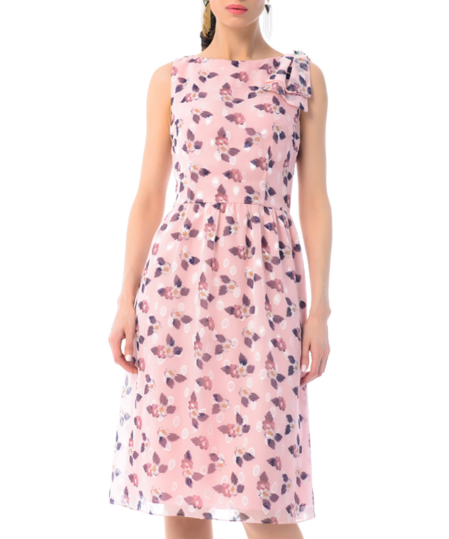 pale pink polka silk blend dress Sale - iren klairie