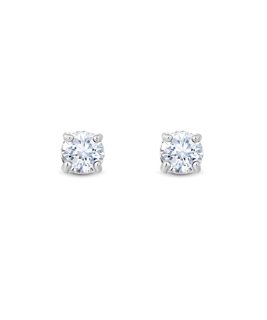 Solitaire 14k white gold-plated earrings Sale - diamond style