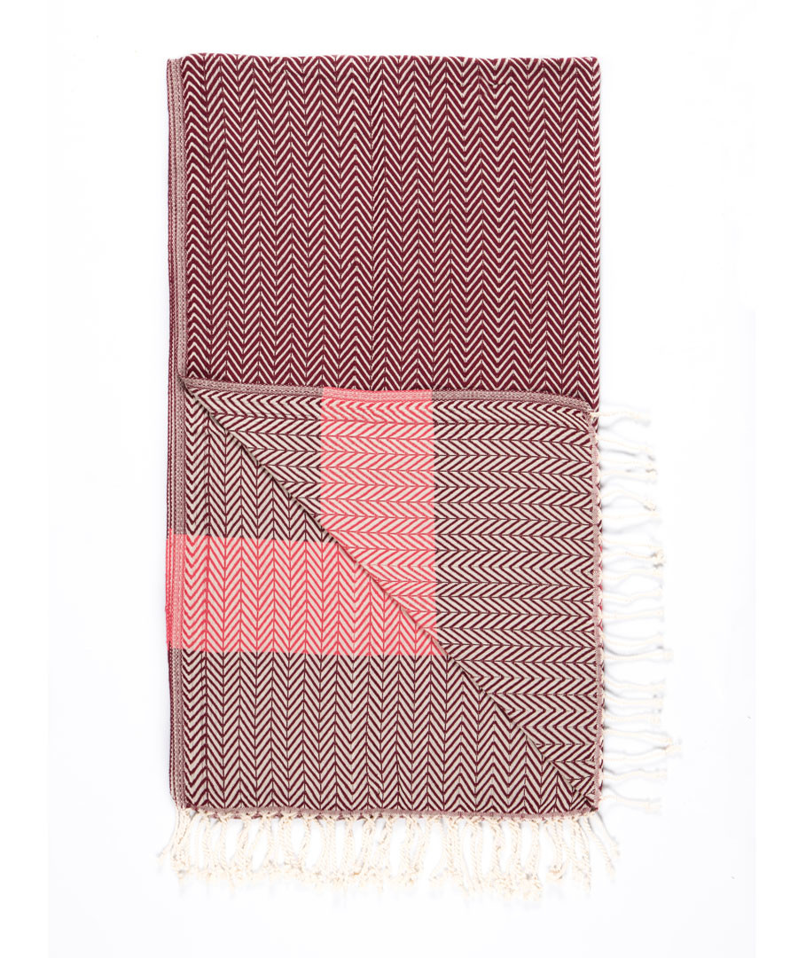 Handloom burgundy pure cotton towel Sale - hamam