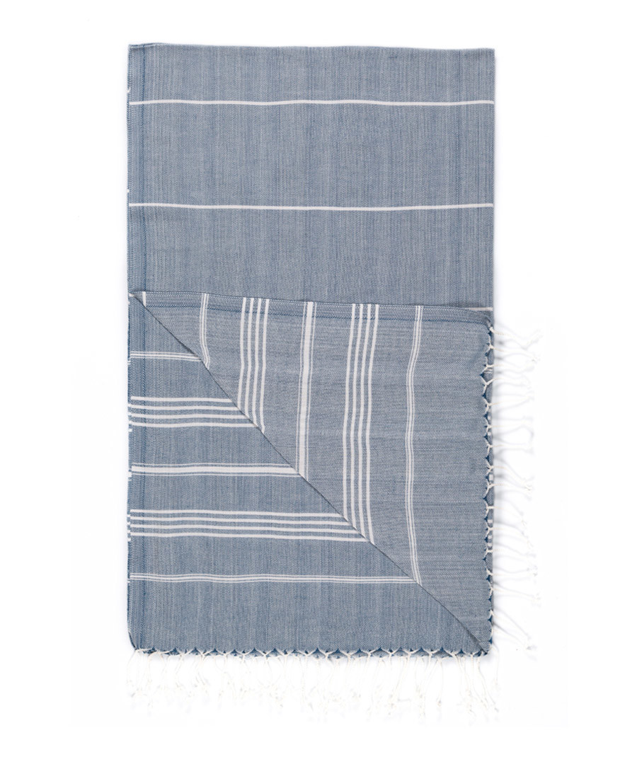 Handloom pewter stripe cotton towel Sale - hamam