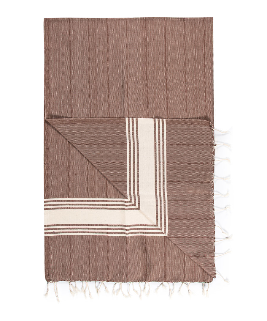 Handloom brown stripe pure cotton towel Sale - hamam