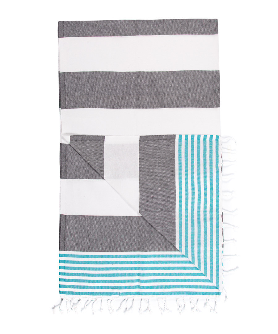 Handloom grey bars pure cotton towel Sale - hamam