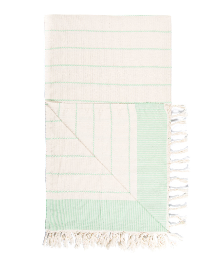 Handloom mint pure cotton stripe towel Sale - hamam