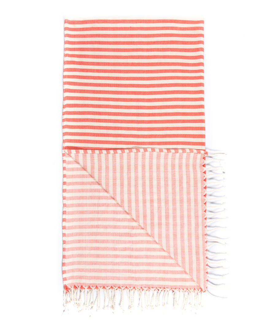 Handloom orange stripe pure cotton towel Sale - hamam