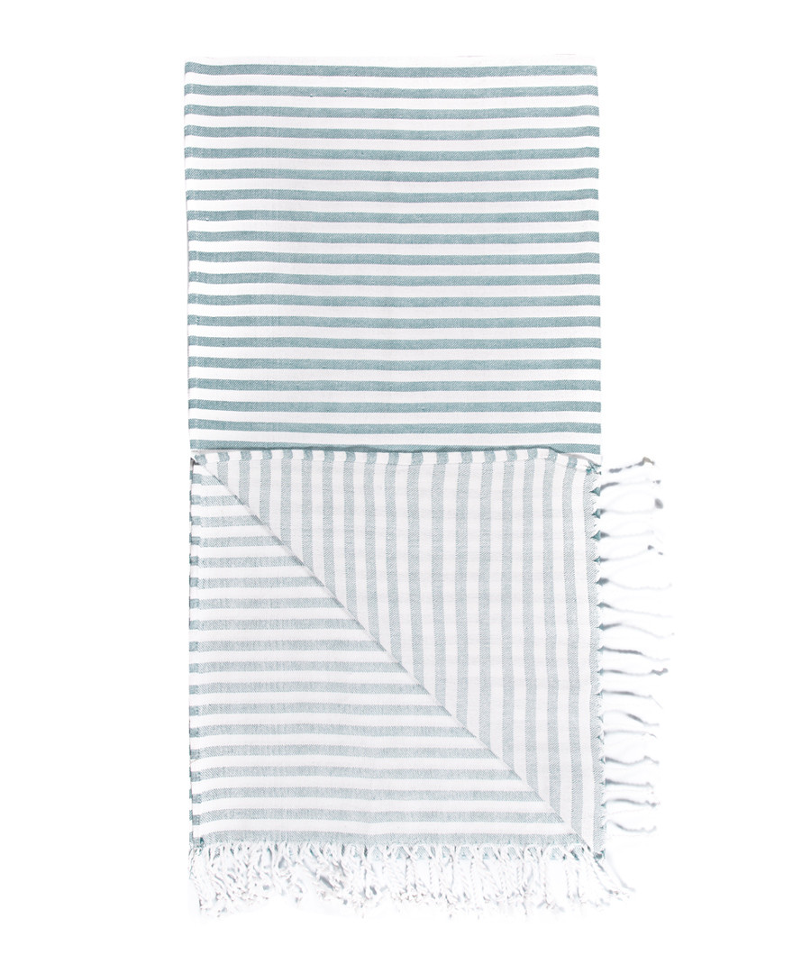 Handloom aqua stripe pure cotton towel Sale - hamam