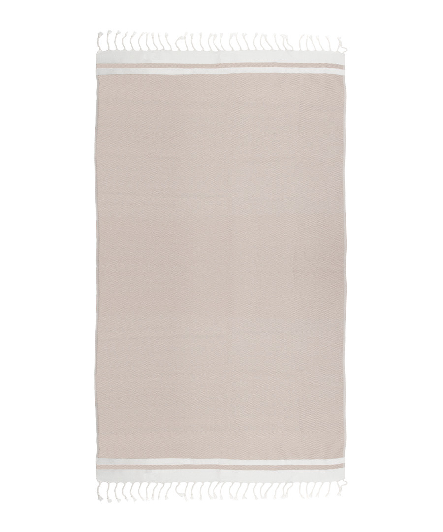 Handloom brown & white pure cotton towel Sale - hamam