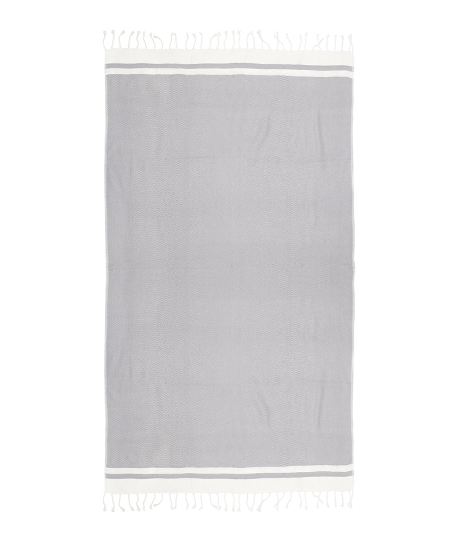 Handloom grey & white pure cotton towel Sale - hamam