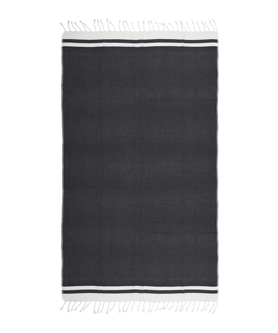 Handloom black & white pure cotton towel Sale - hamam