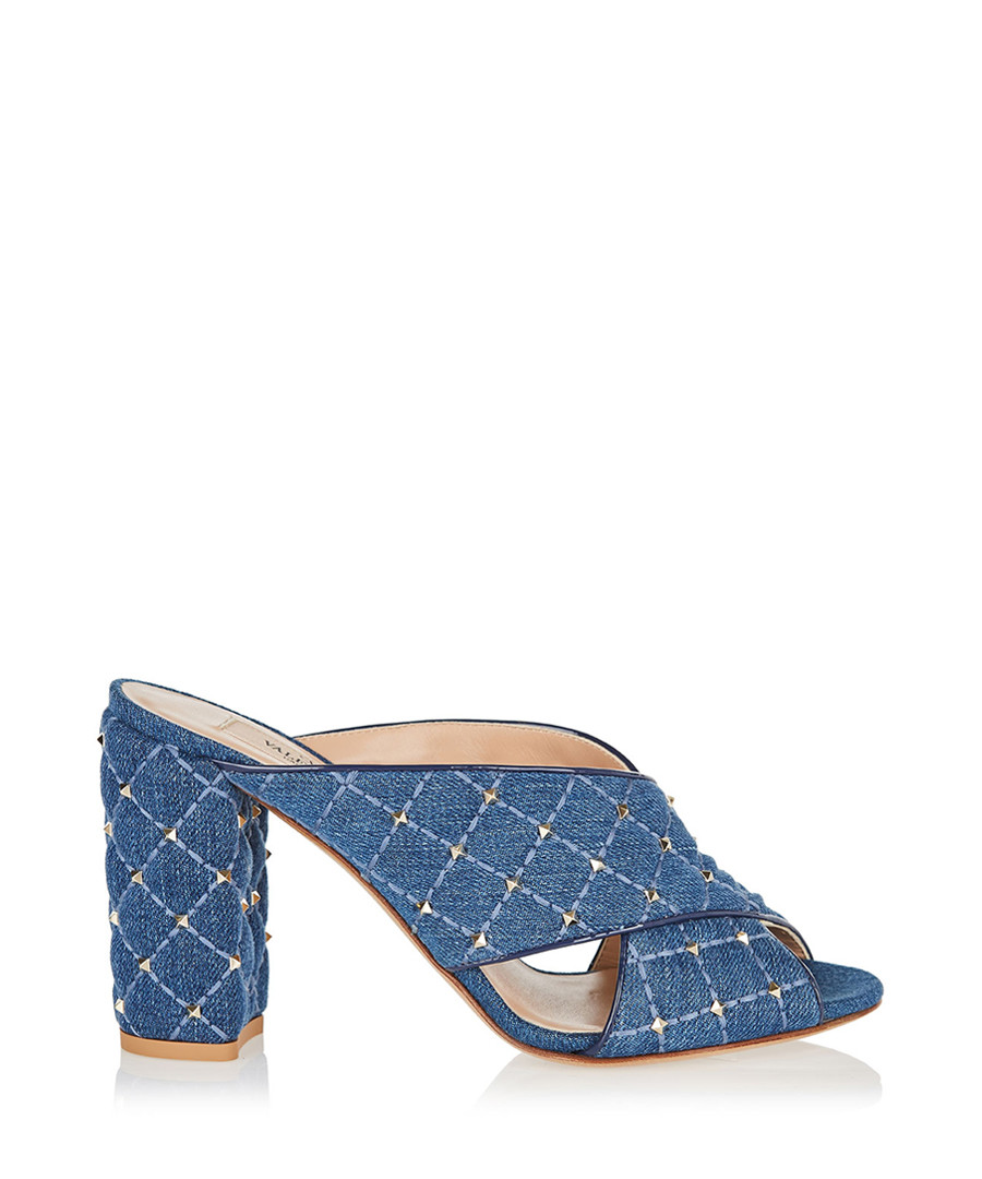 Denim & leather stud mules Sale - valentino