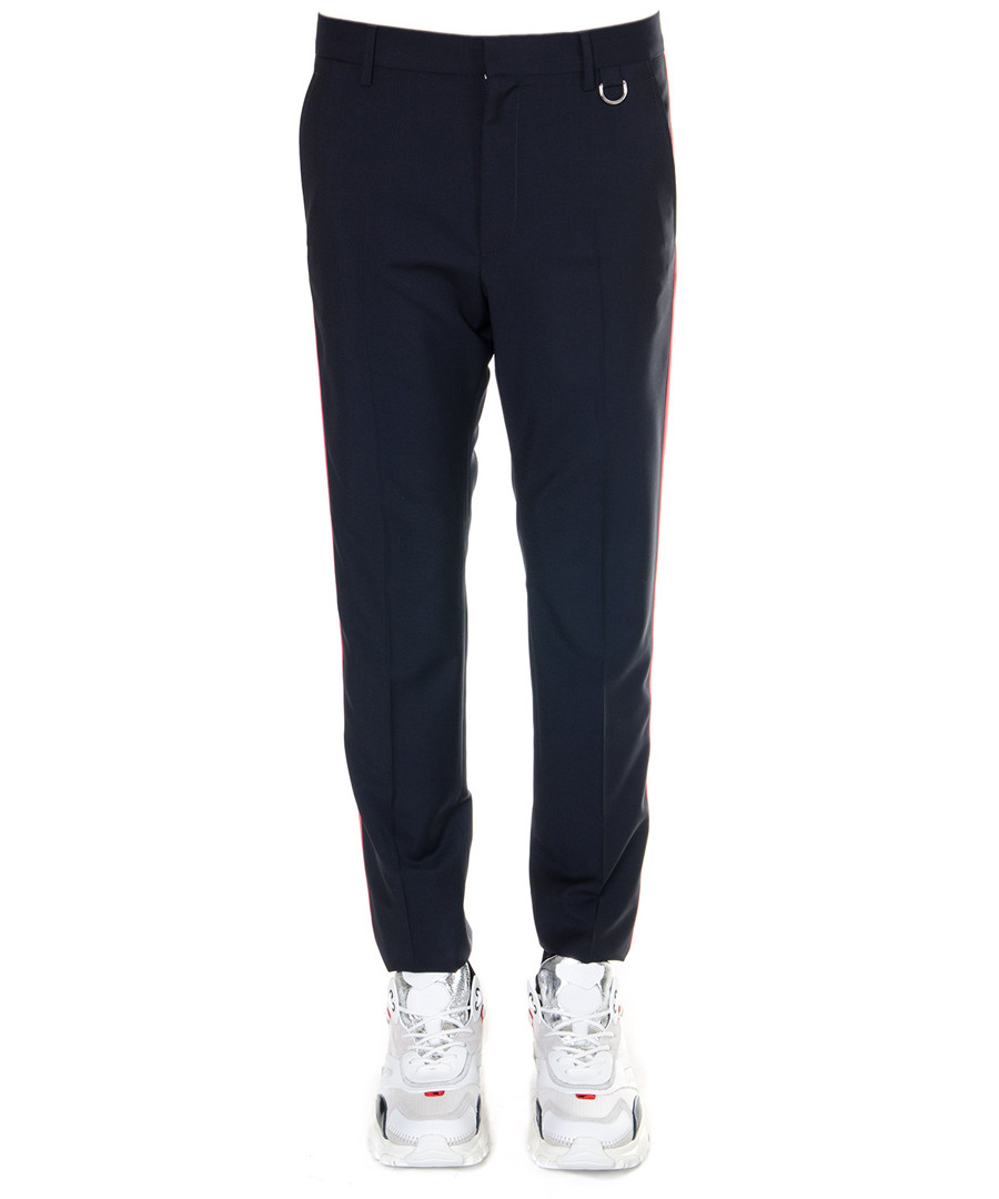 Navy wool & mohair side stripe trousers Sale - valentino