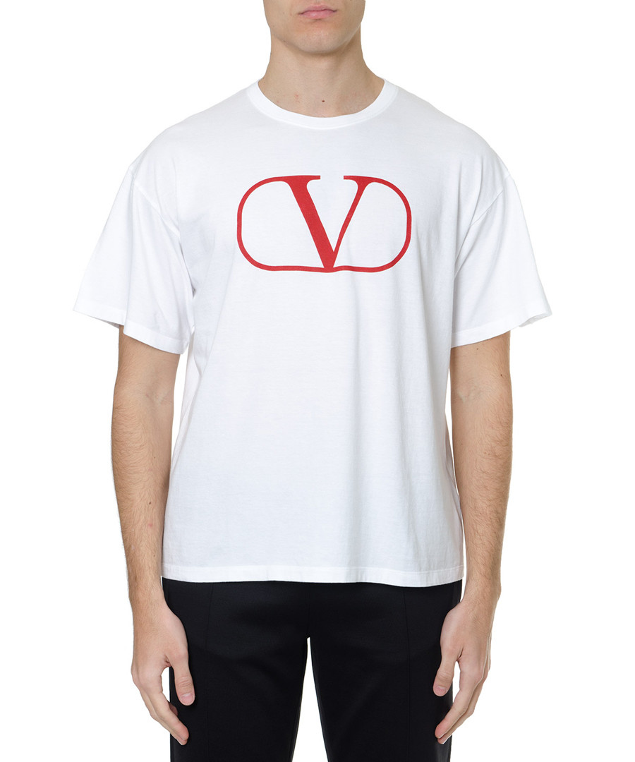 Vlogo white & red pure cotton T-shirt Sale - valentino