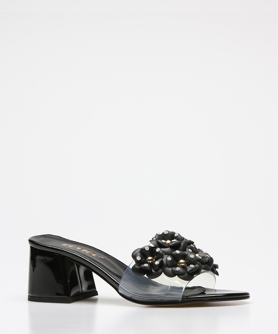 Black & clear block heel mules Sale - rovigo