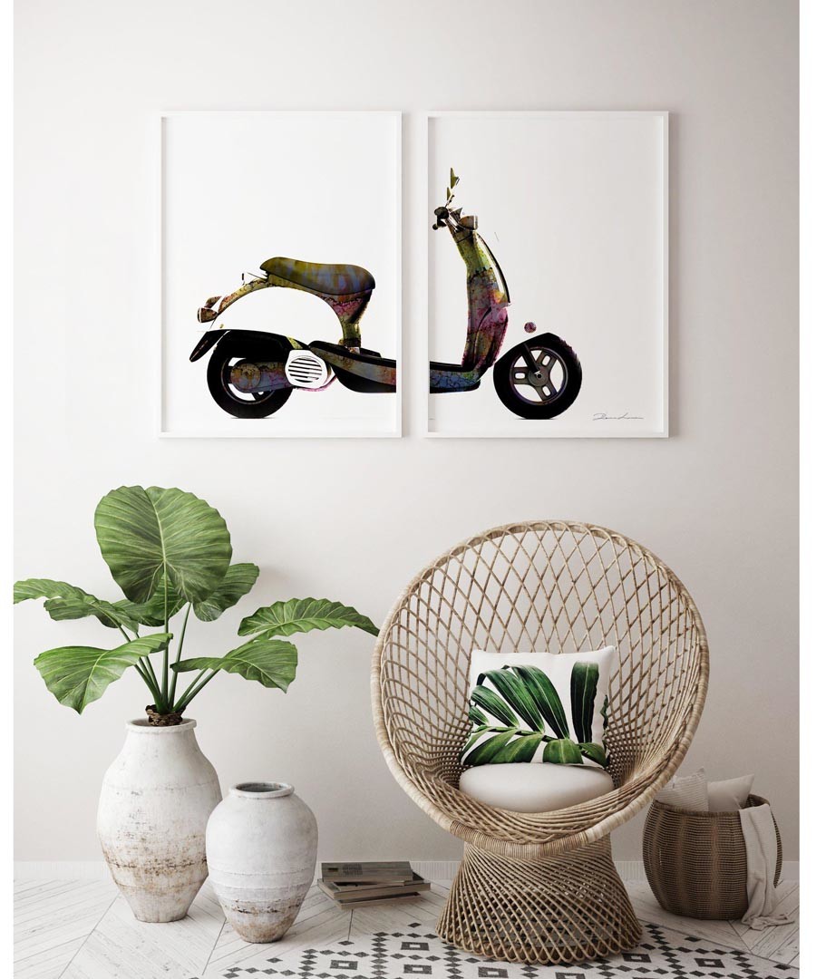2pc Scooter wall art set Sale - modacanvas