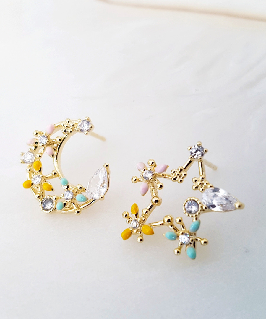 14k gold-plated star & moon earrings Sale - fleur envy