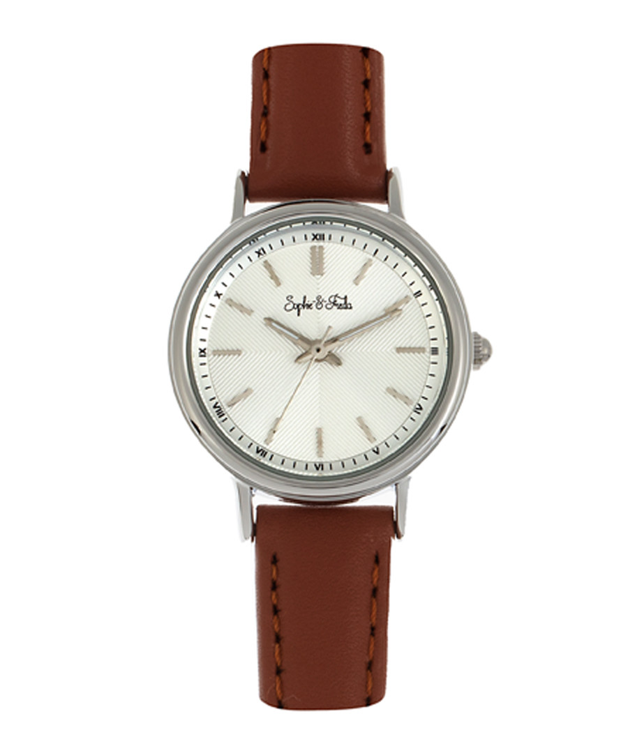 Berlin silver-tone & brown leather watch Sale - sophie & freda