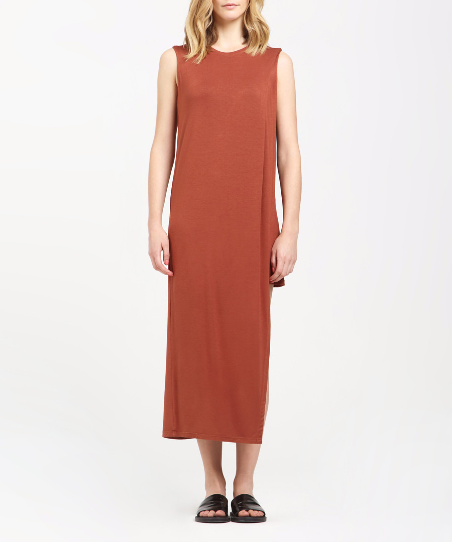 Caramel sleeveless midi dress Sale - paisie
