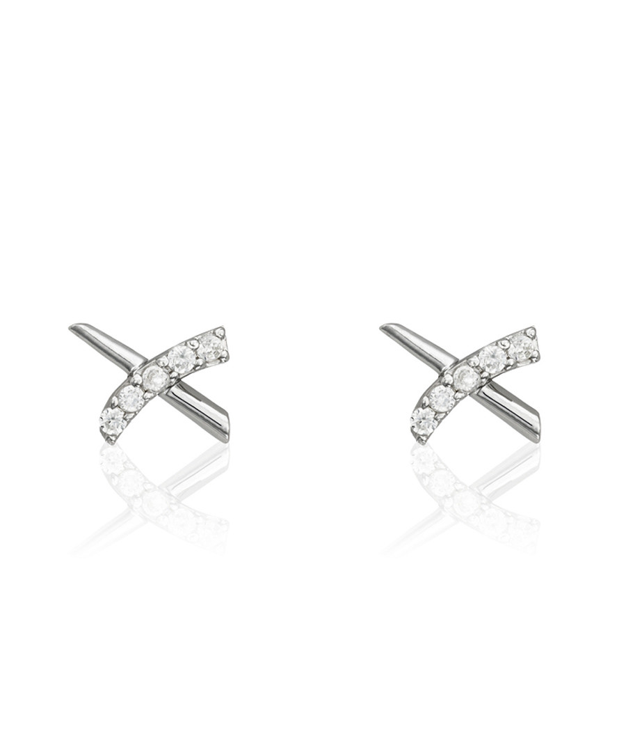 Croisillons white gold-plated earring Sale - or eclat