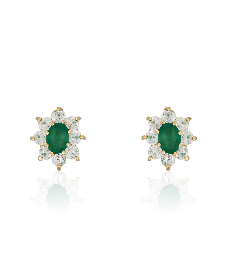 Marguerite emerald & gold-plate earrings Sale - or eclat