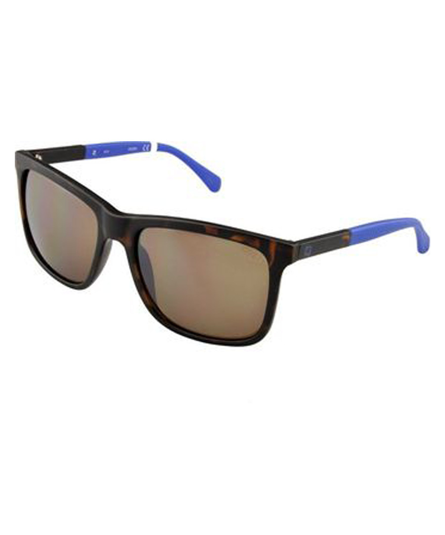 Havana & blue squared D-frame sunglasses Sale - Guess