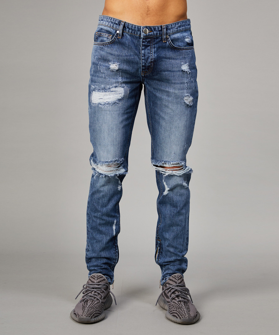 Carter mid-blue cotton ripped jeans Sale - criminal damage
