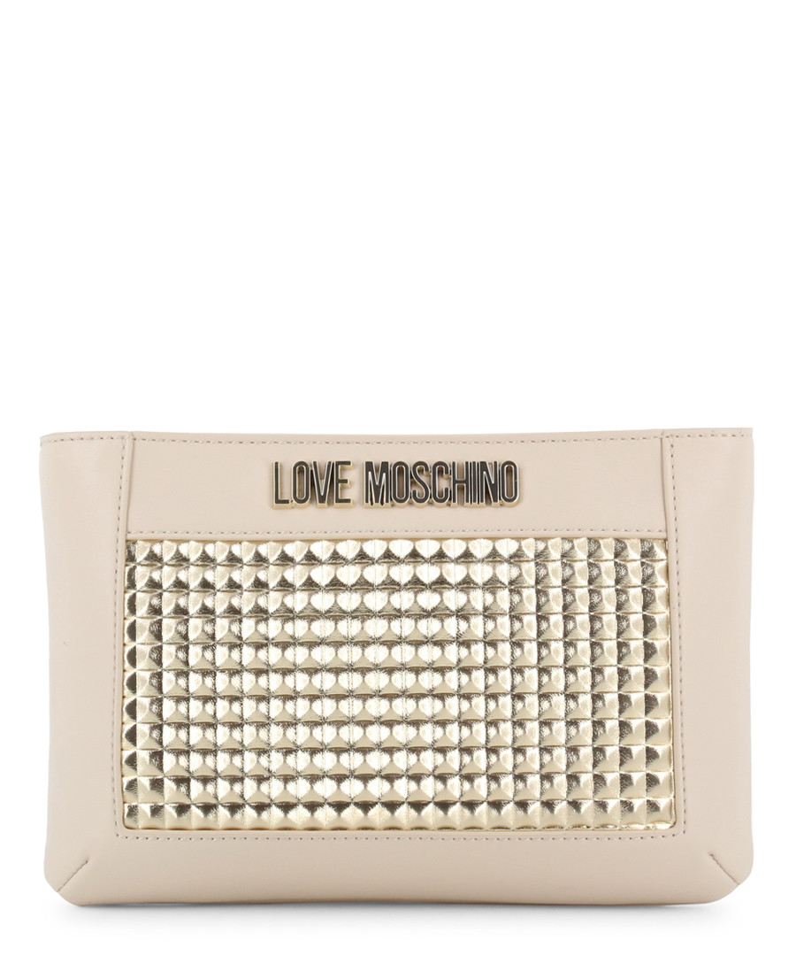 cream faux-leather & gold-tone crossbody Sale - love moschino
