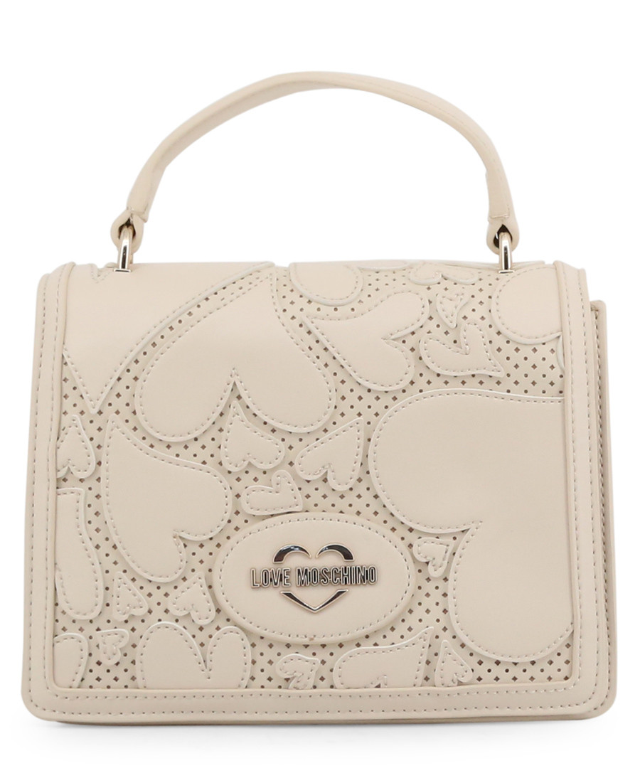 cream faux-leather hearts shoulder bag Sale - love moschino
