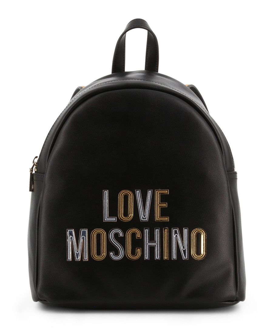 black faux-leather logo backpack Sale - Love Moschino