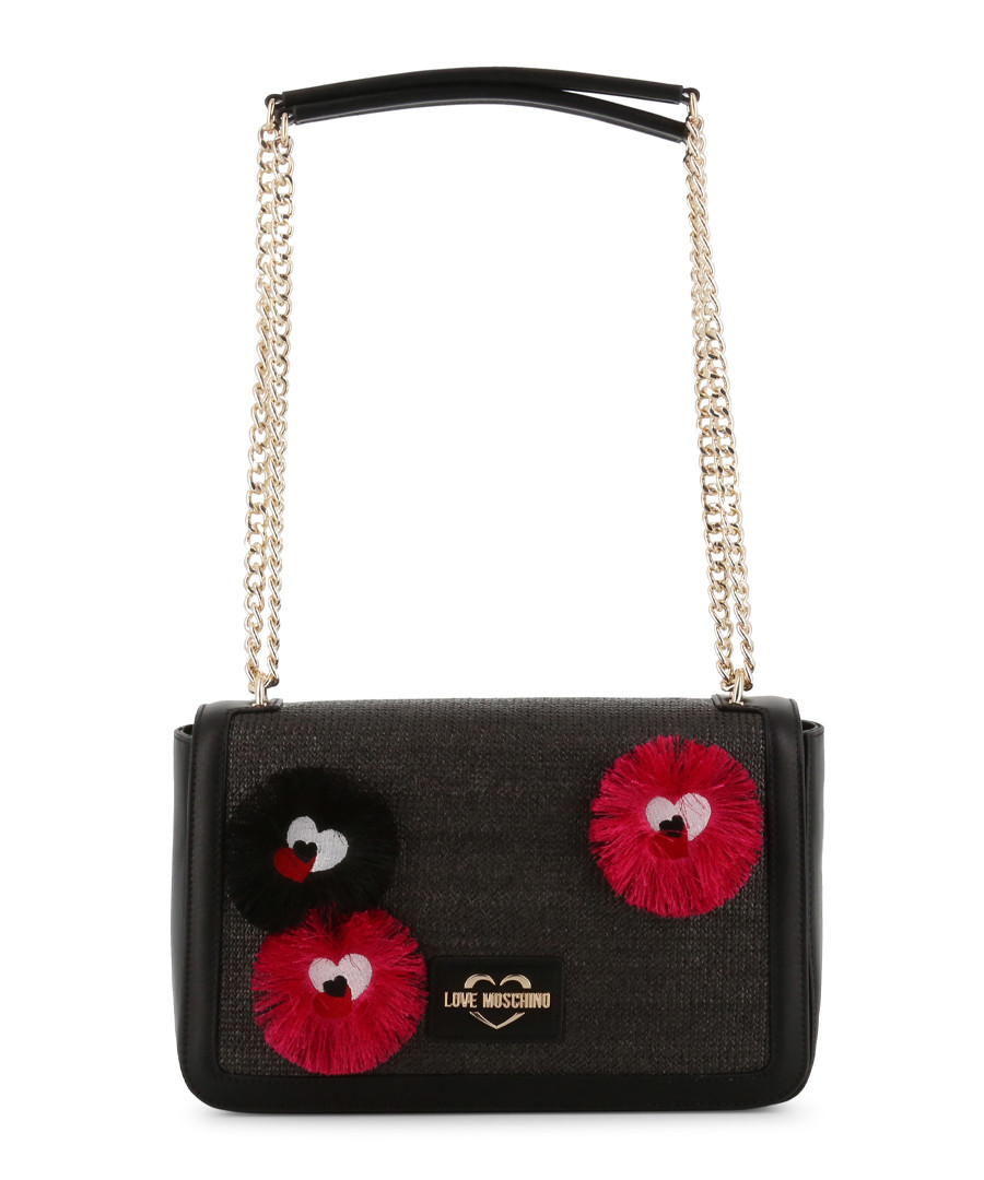 black fabric character shoulder bag Sale - love moschino