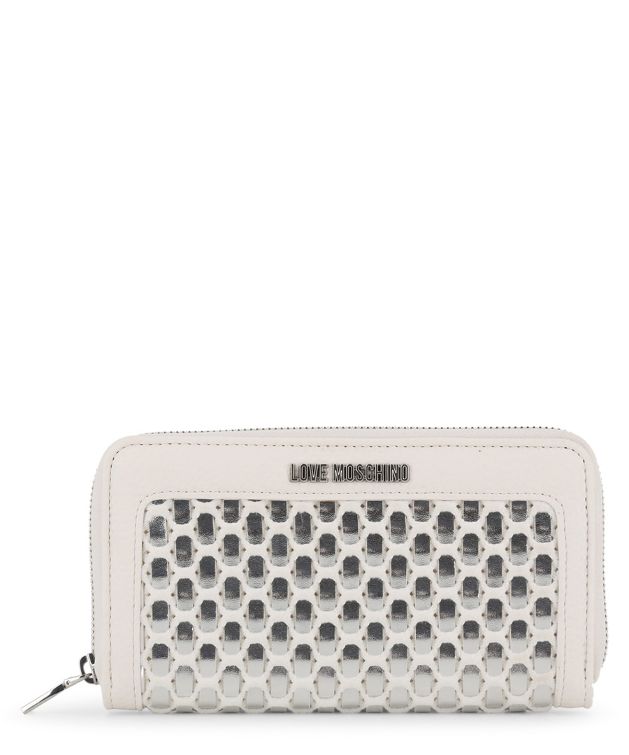 silver-tone faux-leather tile zip purse Sale - love moschino
