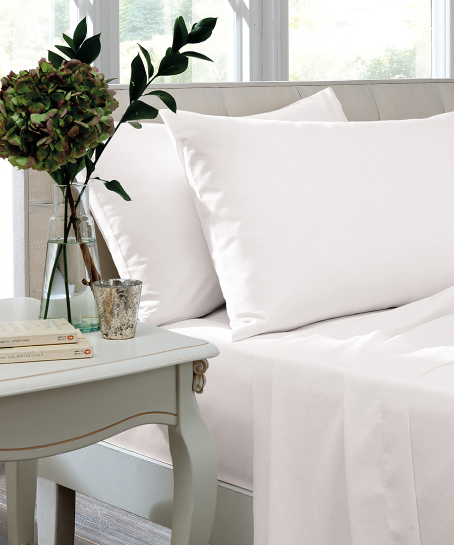 White cotton sateen king bedsheet Sale - the linen consultancy