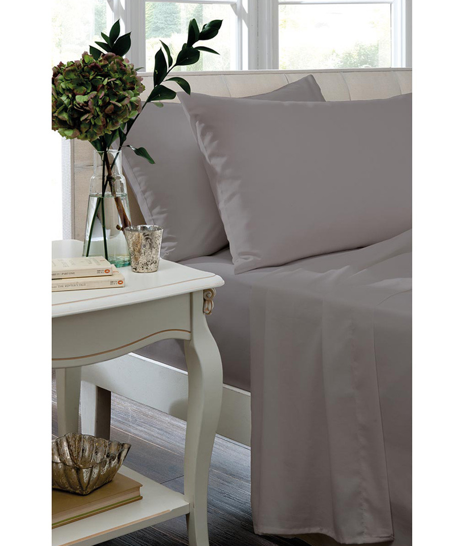 Silver cotton sateen single fitted sheet Sale - the linen consultancy