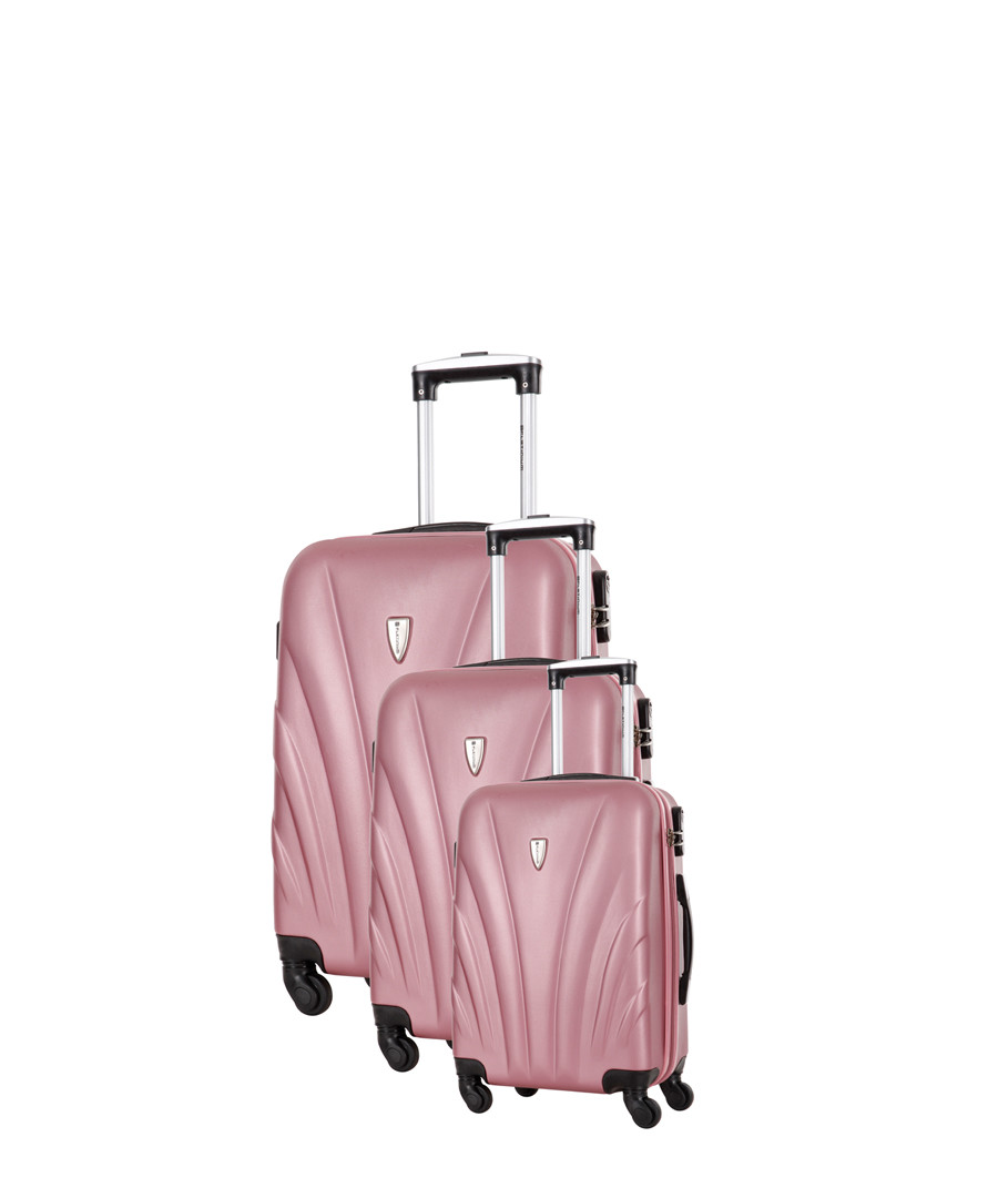 3pc Diego pink spinner suitcase set Sale - platinium