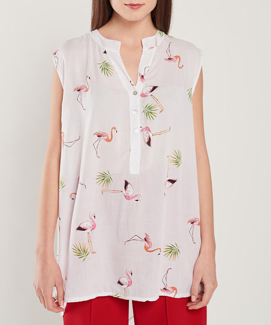 White flamingo print blouse Sale - dioxide