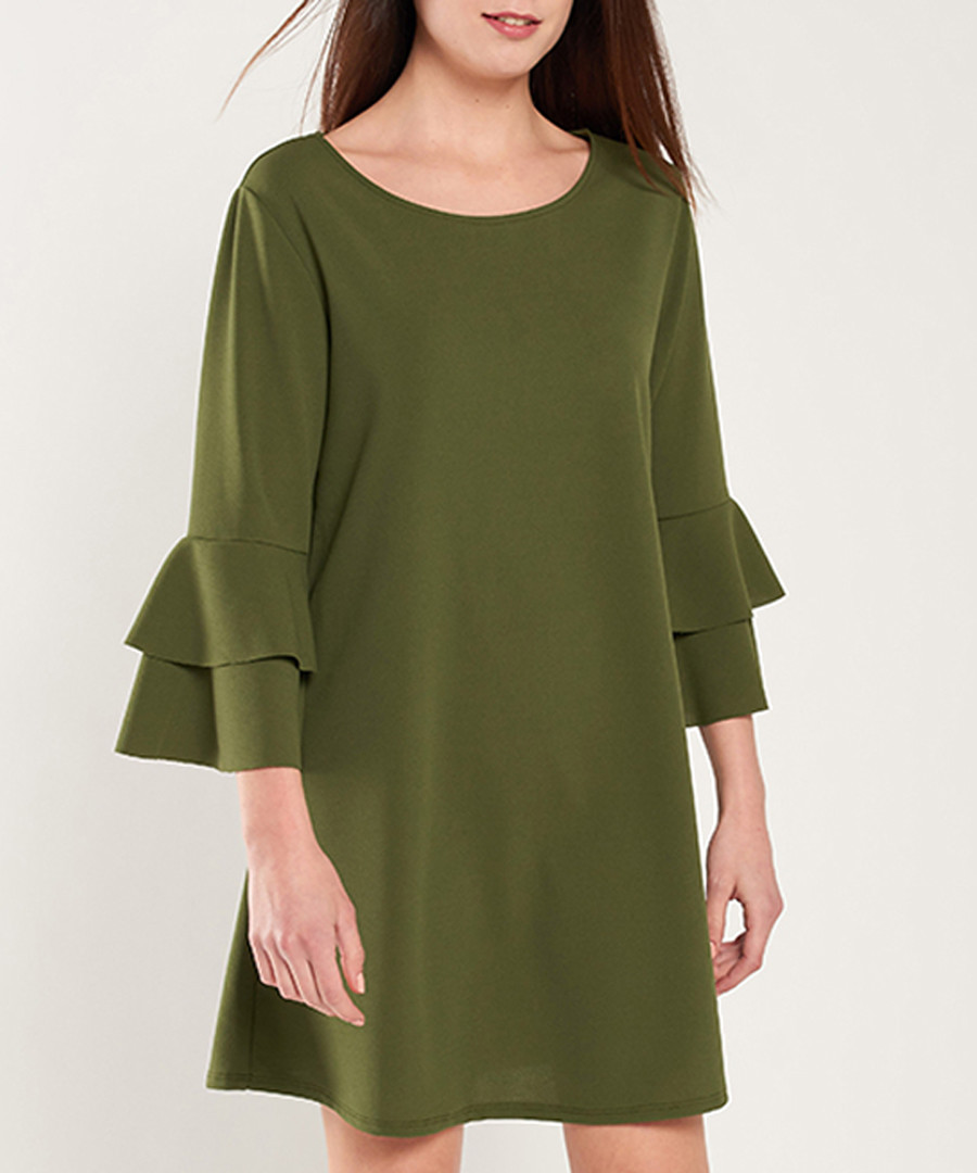 Khaki layered sleeve mini dress Sale - dioxide
