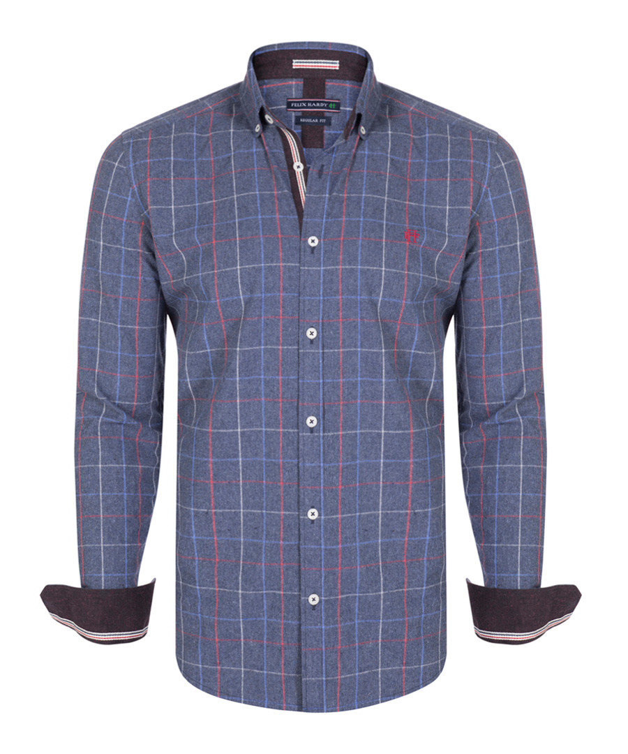 Navy pure cotton long sleeve shirt Sale - felix hardy