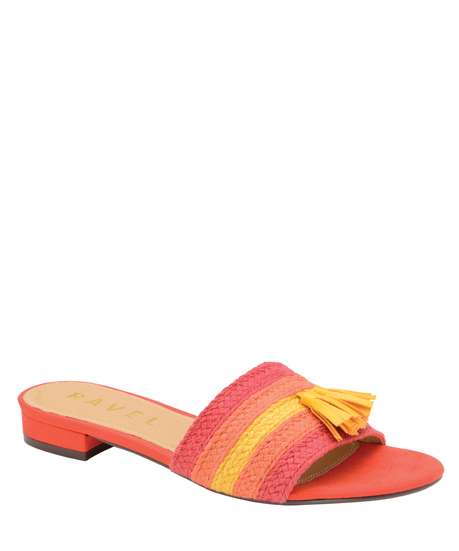 Red stripe tassel sandals Sale - ravel