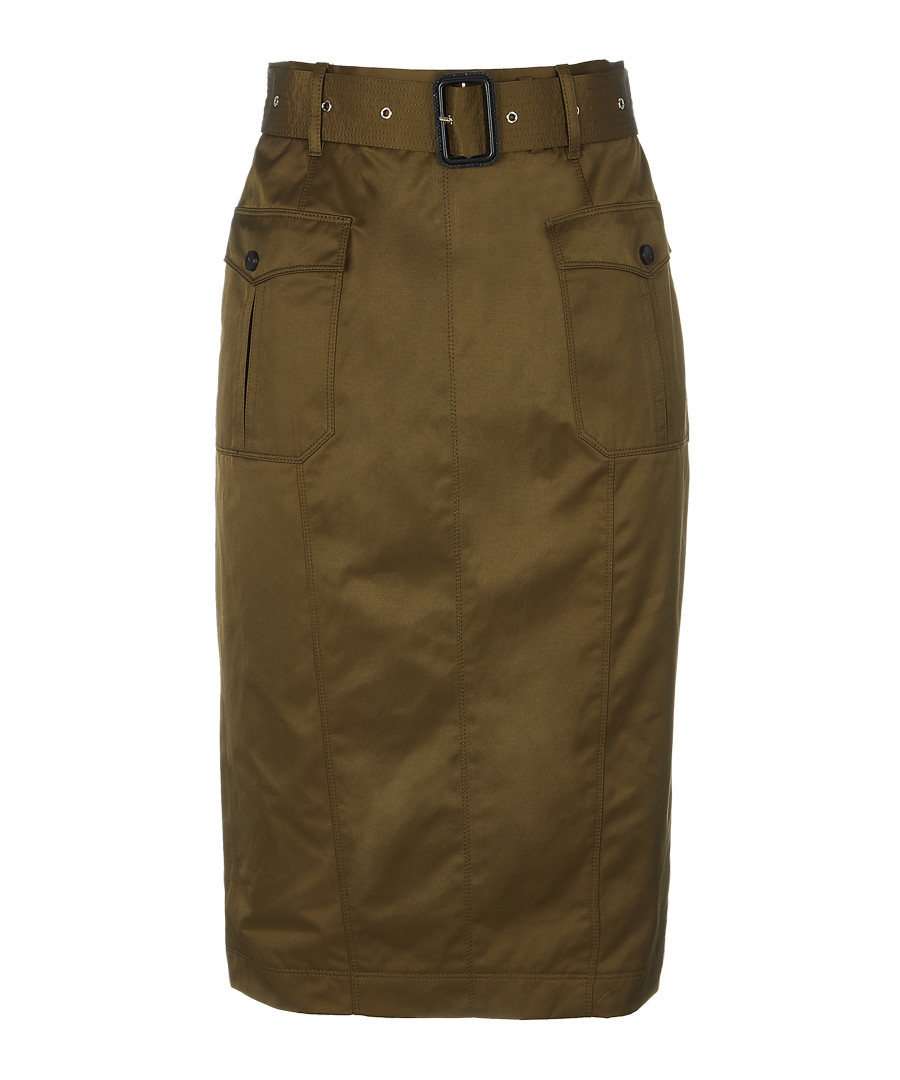 Khaki cotton blend belted skirt Sale - burberry