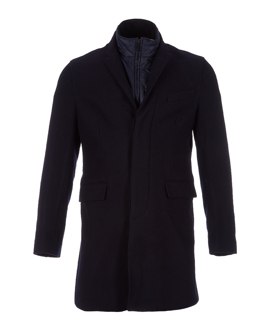 Men's navy wool blend coat Sale - burberry