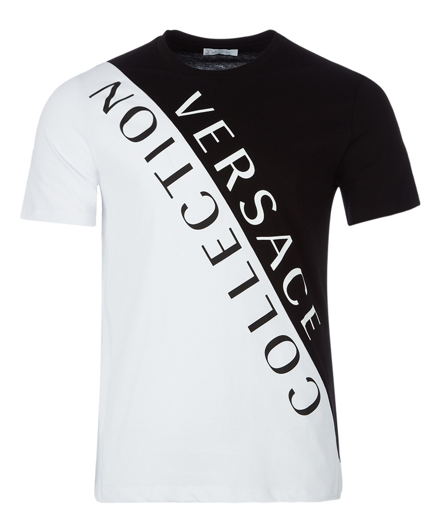 White & black logo contrast T-shirt Sale - versace collection