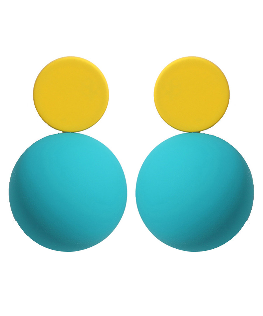 Candy Ball yellow & blue disc earrings Sale - caromay