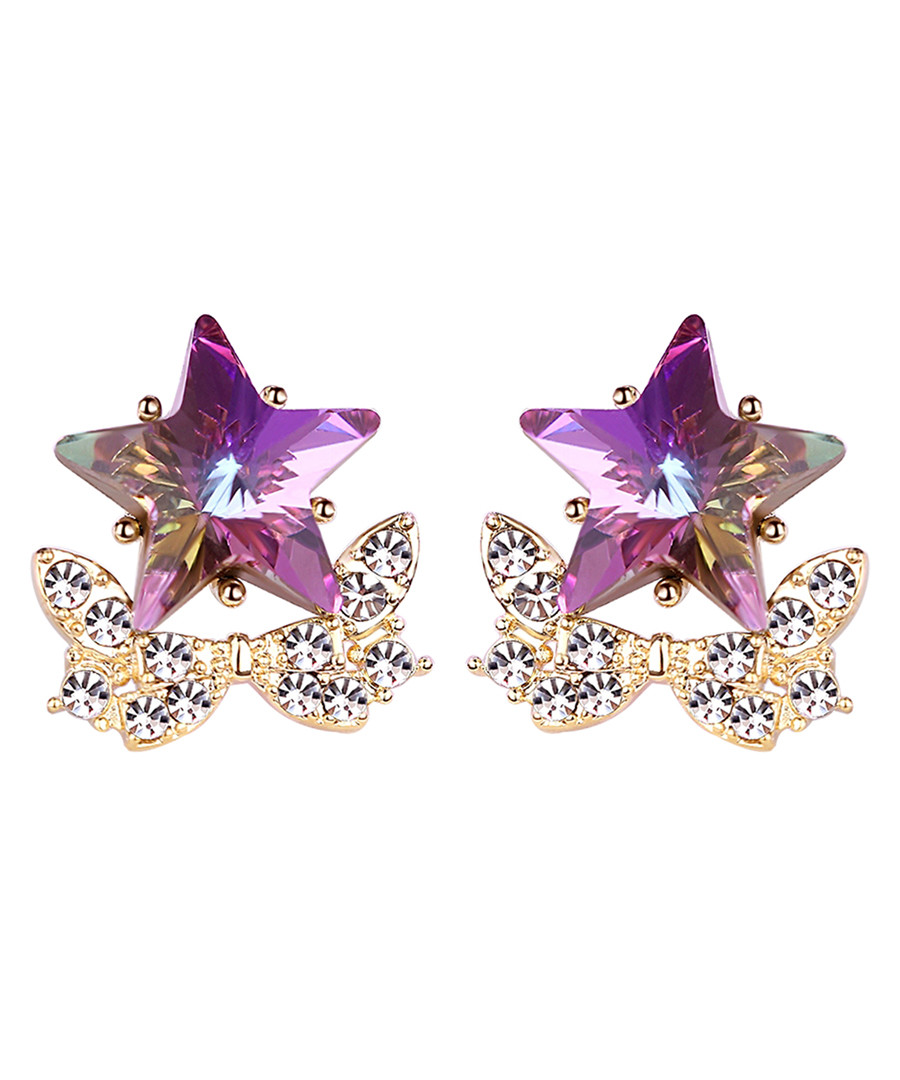 Star Hub purple crystal earrings Sale - caromay